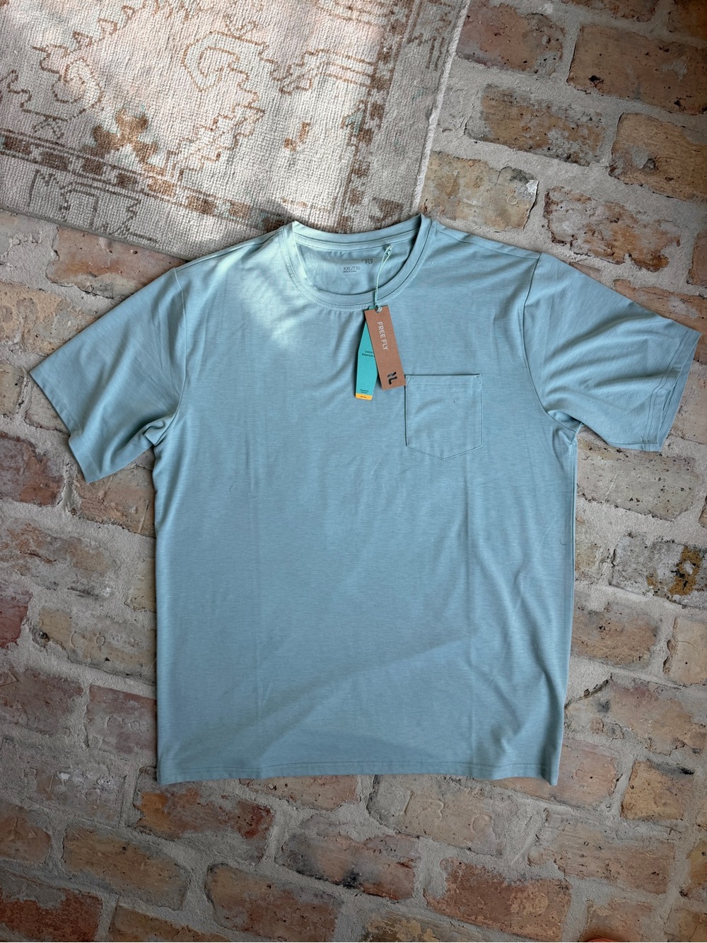 Free Fly Apparel Men's Light Blue Pocket Tee